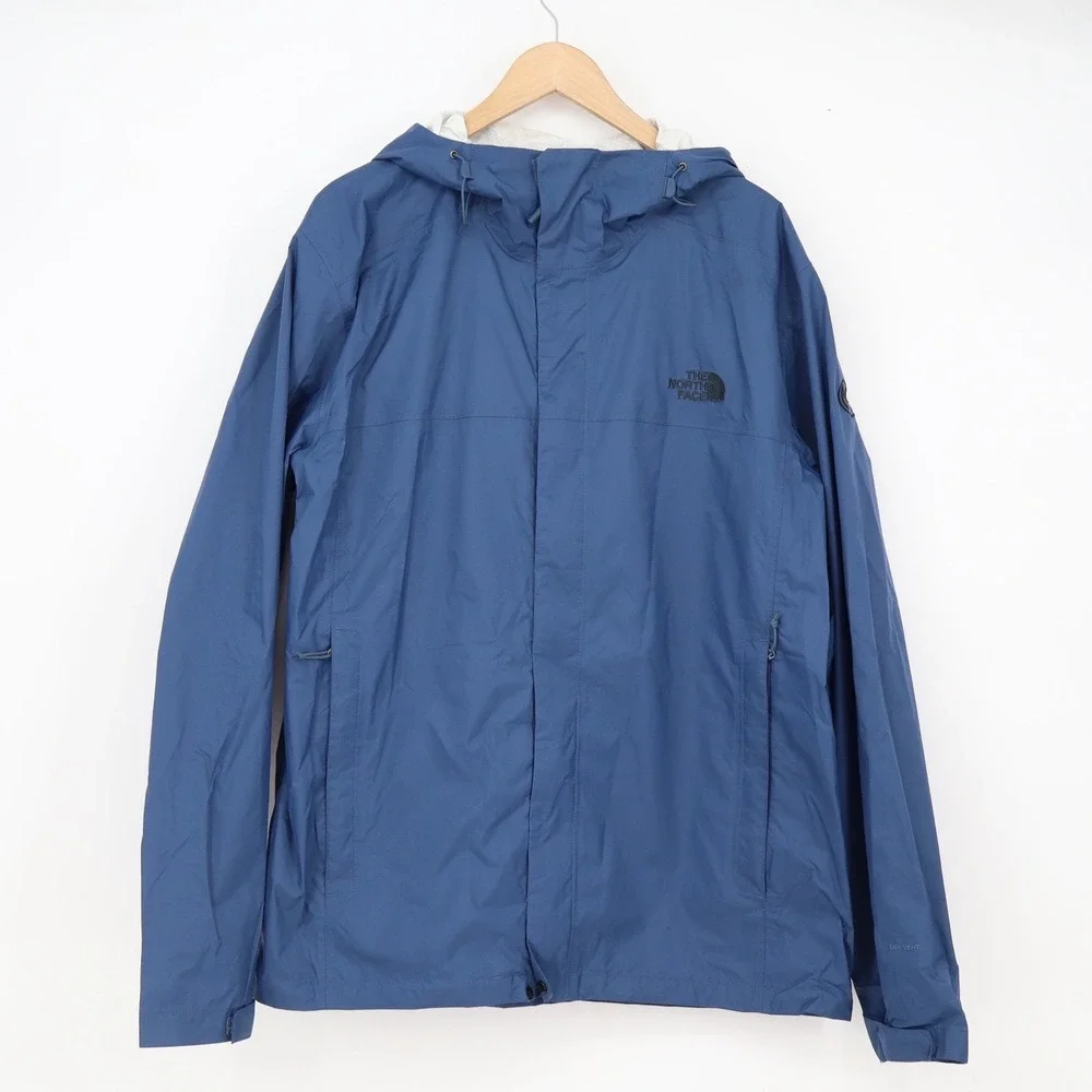 The North Face Rain Jacket Mens XL DryVent Blue Hooded Shell Excellent